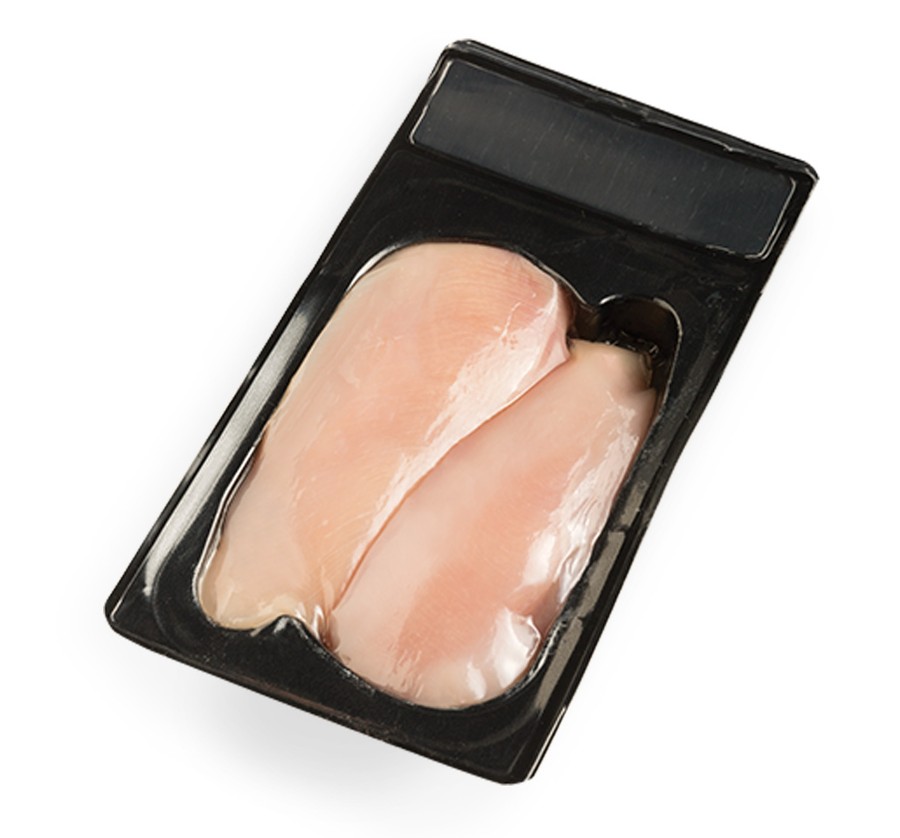 Vacuum-sealed boneless skinless chicken breasts